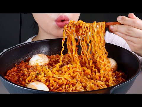 ASMR 반숙계란 불닭볶음탕면 먹방 | Soupy Fire Noodles with Soft Boiled Eggs | Eating Sounds Mukbang