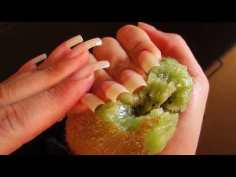 ASMR: scratching kiwi with my long natural nails - dani 89 (video 50)