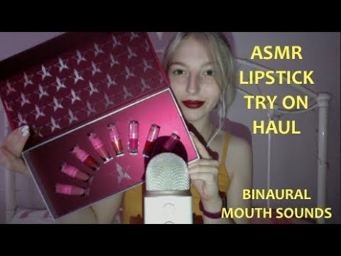 ASMR Lipstick Application (tingly mouth sounds, glass tapping)