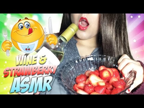 ASMR Eating Sounds | Whisper| Drinking Wine| Eating Strawberries