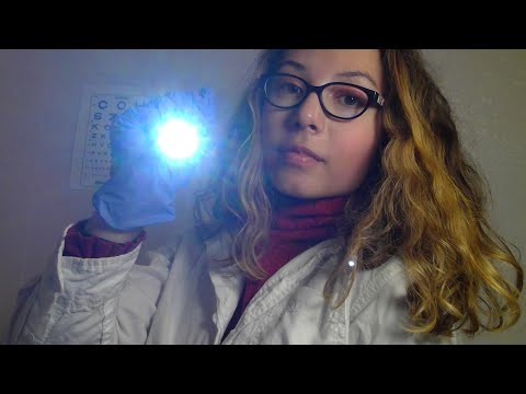 ASMR - Cranial Nerve Exam - Eye Test, Face Touching, Dropper Bottles, and Keyboard Sounds