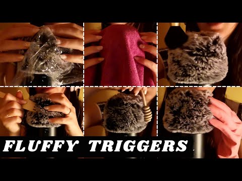 ASMR - FLUFFY MIC TRIGGERS | FAST scalp MASSAGE, SCRATCHING, BRUSHING with UP CLOSE WHISPERING