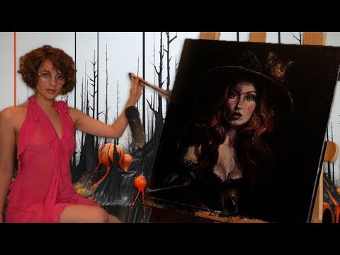 Lingerie Lace Textures | Painting an Enchanting Autumn Witch  | ASMR Creative Talk 🍂