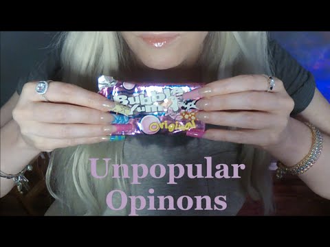 ASMR Gum Chewing UNPOPULAR OPINIONS w/ Nail Tapping & Whispering