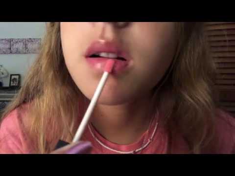 ASMR | lipgloss application | tapping, lipgloss and mouth sounds, rummaging, whispering