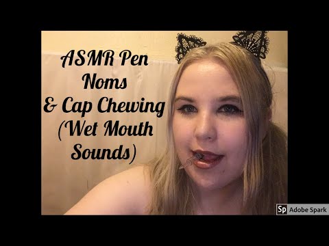ASMR Pen Noms & Cap Chewing (Pen Chewing) | Wet Mouth Sounds