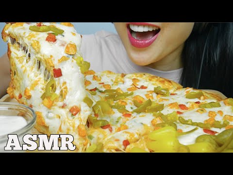 ASMR CHEESY BUFFALO CHICKEN PIZZA (EATING SOUNDS) | SAS-ASMR