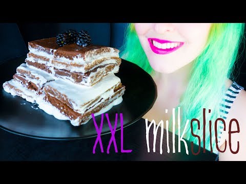 ASMR: How to Make a Giant XXL Kinder Milk-Slice (Homemade) ~ Eating Sounds [No Talking|V] 😻
