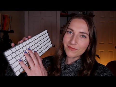 ASMR checking into a winter lodge ❄️🌲 (typing, soft spoken, crackling fireplace)