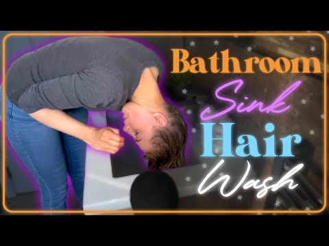 [ASMR] Washing hair over bathroom sink | Relaxing Shampoo sounds !! ✨