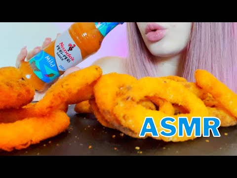 ASMR Eating Show | Crispy Fried Onion Rings & NANDOS PERI-PERI SAUCE *CRUNCHY EATING SOUNDS*