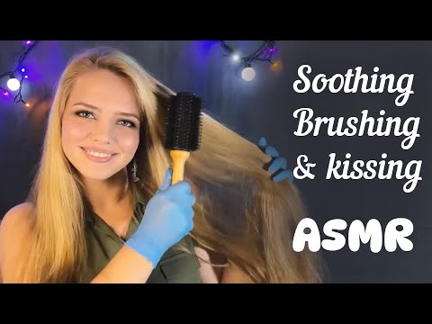 ASMR Tingling Kisses And Brushing Long natural Hair. Brain Melting Sounds. Relaxation Video