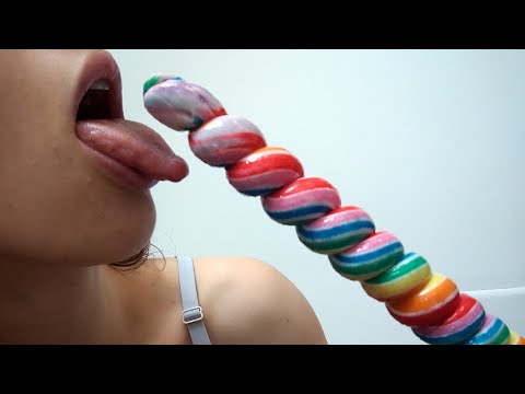 ASMR First time eating rainbow lollipop
