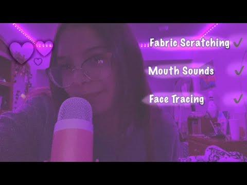 ASMR Fabric Scratching with Mouth Sounds + Face Tracing! (requested video)