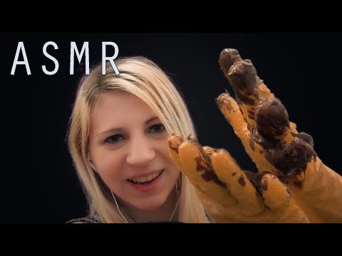 ASMR Whisper | Rubber Kitchen Gloves and Sticky Food