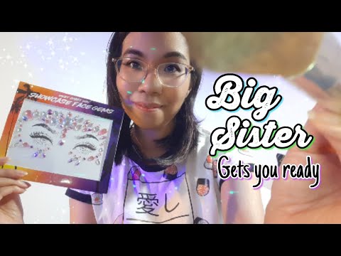 ASMR: Big Sister Gets You Ready for a Festival (Outfit & Makeup) 💄🎪 [Soft-spoken & Whispered RP]