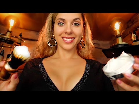 ASMR 1h Barbershop Roleplay, Haircut, Shave, Massage, NO TALKING,  Sleep, Personal attention