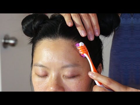 ASMR Hair Styling! Space Buns + LAYING HER EDGES WITH A TOOTHBRUSH AGAIN (Soft Hair Brushing Sounds)