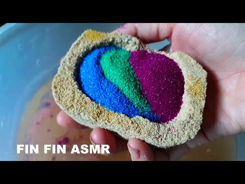 ASMR Crumbling Colorful Sand, Cement, White Mix #387