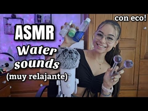 ASMR WATER SOUNDS CON ECO!🫧💦Sonidos con agua relajantes | ASMR sonidos líquidos en español -Pandasmr