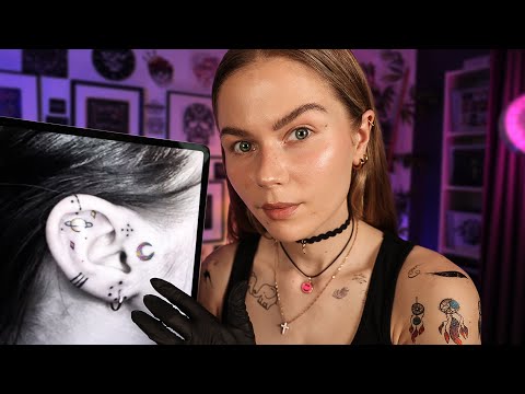 ASMR Cozy Tattoo Shop RP.  Drawing Tattoo on Your Ears ~ (No Machine)