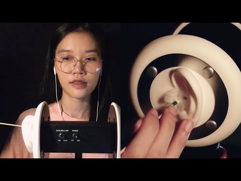 ASMR Slow Fluffy Ear Cleaning *Repeat with no visual ( No Talking )