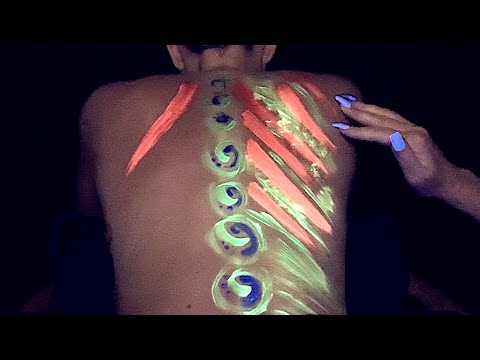 Blacklight Whisper ASMR 🔮UV Body Painting w/Soft Brushes & Tracing