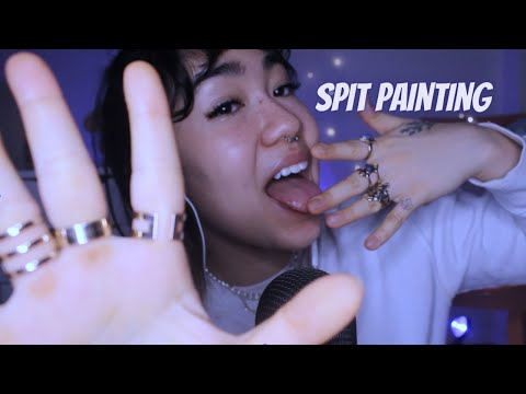 ASMR | Sessão de SPIT PAINTING (medindo. limpando e pintando seu rosto para você relaxar 😴)