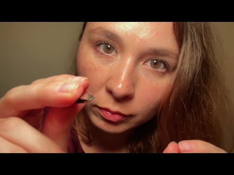 asmr there's something In your eye?! up close and personal (q tip, tweezers, spooly, spray bottle)