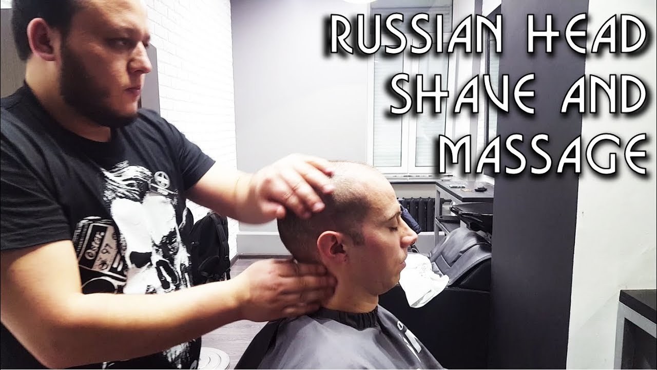 💈 Russian Barber Style - Head Shave with Head Massage and Hot Towel - ASMR intentional sounds