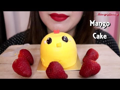 ASMR Mango Cake + Strawberries Eating Sounds | Hungry Bunny
