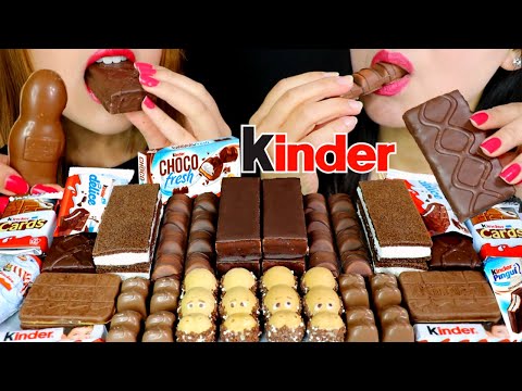 ASMR KINDER CHOCOLATE PARTY (HAPPY HIPPOS, CHOCOLATE CAKE, DELICE) 초콜릿 리얼사운드 먹방 | Kim&Liz ASMR
