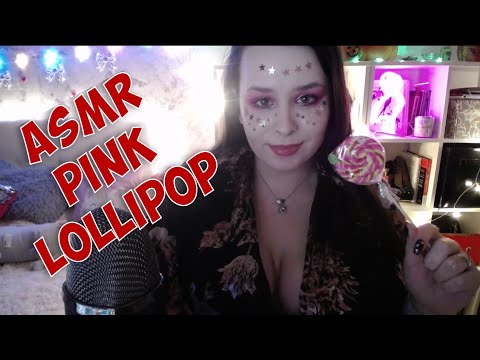 ASMR pink lollipop licking mouth sounds