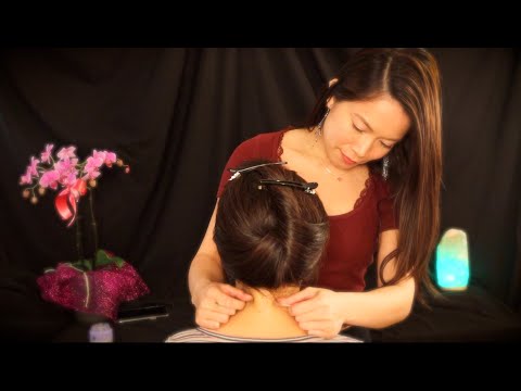 ASMR Relaxing Scalp & Neck Massage w/ Guasha & Hair Yoga (3D Tingles) (Real Person)