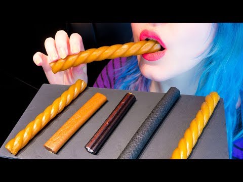 ASMR: Chewy Caramel Sticks + Mint & Raspberry Licorice ~ Relaxing Eating Sounds [No Talking|V] 😻