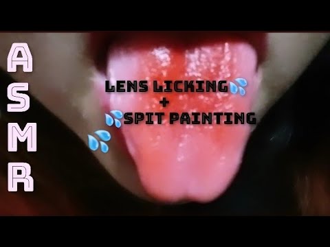 ASMR - Lens Licking + Spit painting👅💦/con jugo en polvo