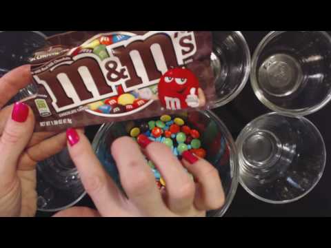 ASMR Whisper ~ Sorting + Counting M&M's and Tic Tacs in Glass Bowls
