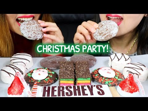 ASMR CHRISTMAS TREAT PARTY (ICE CREAM, CHOCOLATE) 크리스마스 초콜릿 리얼사운드 먹방 チョコレートcoklat | Kim&Liz ASMR