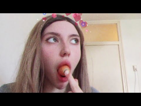 ASMR sucking licking carrot banana deep in throat tongue for lot mouthsounds