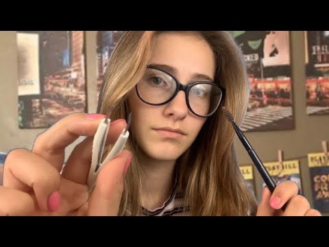 ASMR// Best Friend Theater Kid Does Your Eyebrows// Face Touching+ Personal Attention//