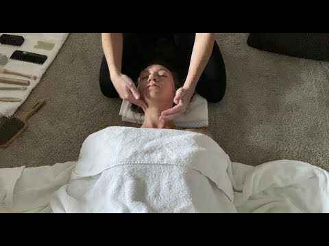 ASMR Real Person - Skin brushing, head, neck, and should massage