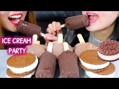 ASMR CHOCOLATE ICE CREAM PARTY 초콜릿 아이스크림 리얼사운드 먹방 アイスクリーム 冰淇淋 kem que | Kim&Liz ASMR