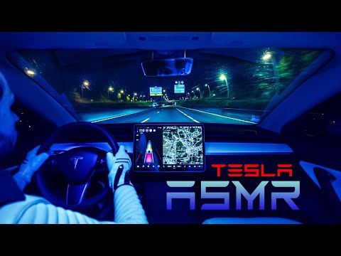 ASMR Driving with a TESLA 🚘Highway at Night 🛣️