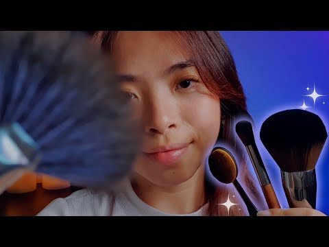 ASMR Brushing Every Part Of Your Face With Different Soft Brushes To Relax You 🕊️💙 (Layered Sounds)