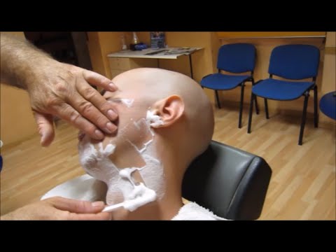Face shave in a silent and quiet barber shop: ASMR video