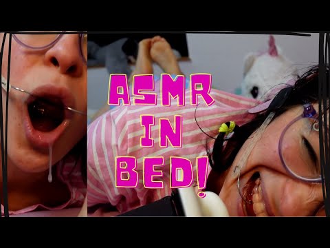 ASMR - IN BED - WAKE UP WITH YOUR GIRLFRIEND RP EAR LICKS GENTLE HEADGEAR NO MAKE UP