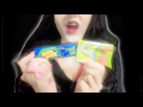 ASMR Gum Chewing! Stride - Raspberry Sour Patch Kids & Hubba Bubba Blueberry!