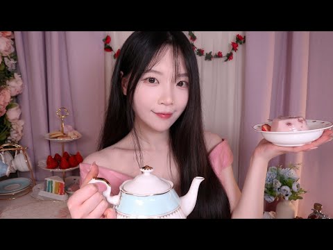 ASMR(Sub✔)봄맞이 티파티와 더 간지러운 좌, 우 토킹 / Spring tea party and more tickling left and right talking