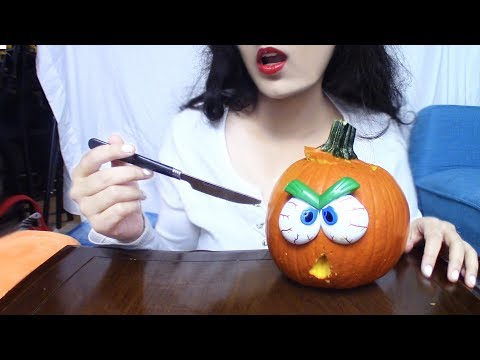 ASMR Carving Pumpkin (Vlog)