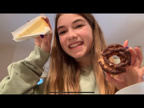 ASMR eating a cheesecake and donut (mouth sounds)😋